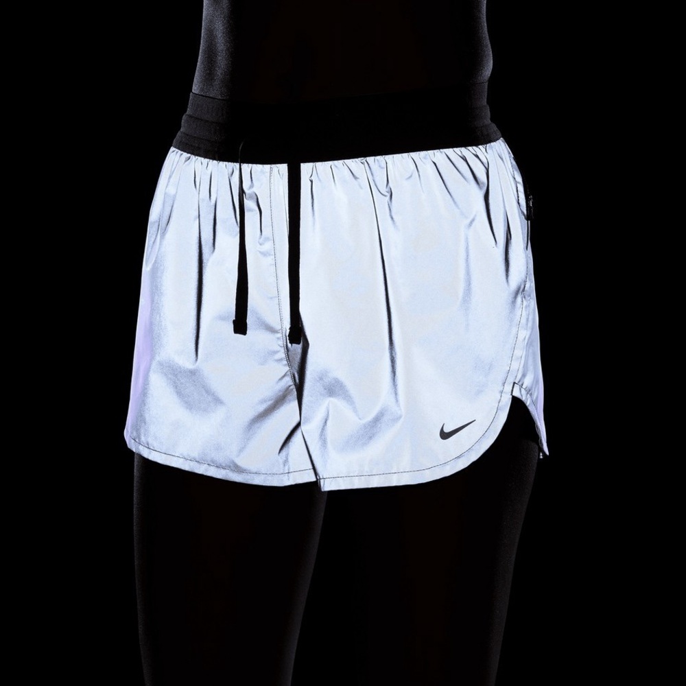 Nike running division - women’s reflective silver shorts 3” NWT size small